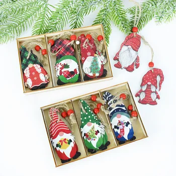 9-12pcs/box Linksmų Kalėdų Dekoro Medinis Gnome Santa Kalėdų Eglučių Papuošalai Kabinti Karolius, Laimingų Naujųjų Metų Namų Vaikų Dovanų