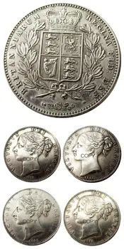 Rinkinys(1839-1847) 4pcs Karalienės Viktorijos Jaunų Galvos Sidabro Karūna Monetos - Didžiosios Britanijos Kopijuoti Papuošti Monetos
