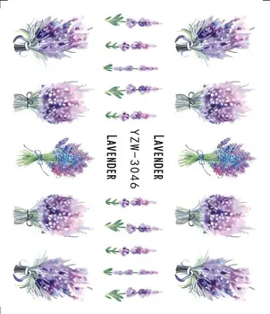 1 Lakštai 2021 Levandų Puokštė Vandens Aplinkosaugos ¾enklelis Nagų Dailės Papuošalai Violetine Žydinčių Gėlių Skaidrių Grožio Nagų Lipdukai