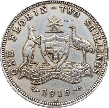 Australija 1915 H 1 Vieno Florinas Dvi 2 Šilingai George V Cupronickel Padengti Sidabro Monetos Kopija Karūnuotas Krūtinė Kairėje Monetos Replika