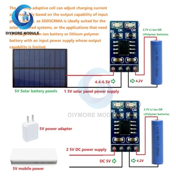 1A-4,2 V, 3,7 V 18650 LiPo Li-ion Ličio Baterijos Kroviklio Modulis MPPT Saulės Įkrovimo Valdiklis SD05CRMA saulės baterijomis baterijos įkrovimas