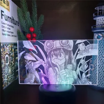 Mano Herojus akademinės bendruomenės Boku no Herojus akademinės bendruomenės Asui Tsuyu Anime Žibintas 3D LED Spalvų Keitimas Visual Lampara pagrindiniai kištukiniai naktinių lempų lizdai