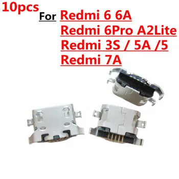 10vnt Nauji Micro USB Kištuku Įkrovimo Uosto Jungties Lizdas Xiaomi Redmi 6 6A 6Pro 7A 5 5A 3S