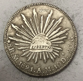 1891 (Mo AM) Meksika 8 Reales Sidabro Padengtą Kopijuoti Monetos