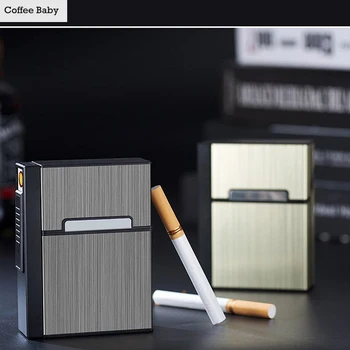 Nešiojamų Cigarečių Atveju, USB Žiebtuvėlis 2 1 20 Cigarečių King Size Atskirti Įkrovimo Vėjo Elektrinių Lengvesni Flameless