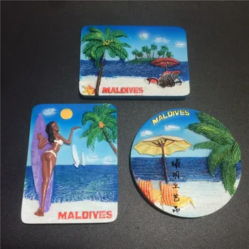 Kūrybos Maldyvai Suvenyrų Magnetinio Šaldytuvas Magnetai Lipdukai Dervos Blue Sea Beach Ponaitis Kokoso Medžio Magnetas Šaldytuvas Lipdukas