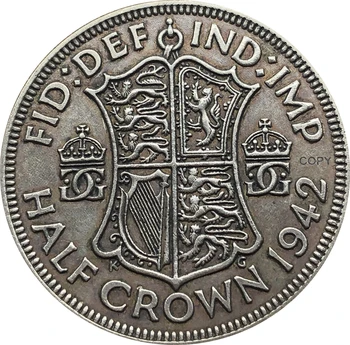 Britų 1942 Pusė Karūnos Karalius George ' as VI anglų Londono Sidabro Royal Mint Šeimos Sidabrą, Sidabro Monetų Kopijos