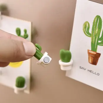 6pcs Šaldytuvas Magnetai Mielas Mini Sultingi Augalų Vaza nustatyti Magnetas Mygtuką Kaktusas Šaldytuvas Pranešimą Lipdukas Magn