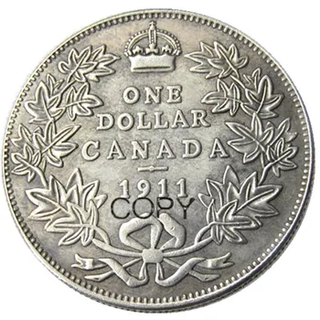 Kanada 1 Doleris 1911 Sidabro Padengtą Kopijuoti Monetas