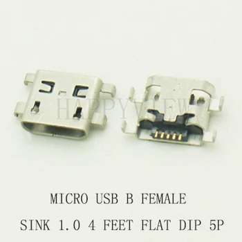 10VNT Micro USB 2.0 Kriaukle 1.0 4Feet CINKAVIMAS 5Pin Įkrovimo Lizdas USB Jungtis Moterų Mini USB Lizdas PLOKŠČIAS NAGŲ