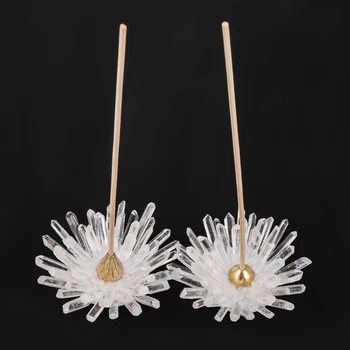 Reiki Gėlių-Fhaped Smilkalų Laikiklis Ornamentu Natūralus Baltas Kristalų Klausimu Aiškiai Kvarco Gydymo Akmuo Švytuoklės Kolonėlės Namų Dekoro
