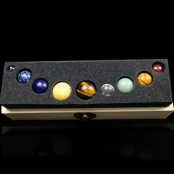 Natūralių Kristalų Srityse Devynių Planetų Saulės Sistemos Brangakmenis Mėginių Surinkimo dėžė, stalo Puošyba, Namų Dekoro Energijos Akmuo