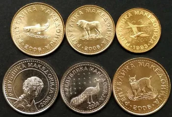 Makedonija 1993-2008 nauja versija 6 monetų nustatyti Originalų Tiesa Nekilnojamojo Originali Moneta Europos Kolekcines, Dovana, Unc
