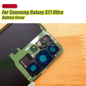 1Pcs Samsung Galaxy S21 Ultra Baterija, galinis Dangtelis Stiklo Pakeitimas S21Ultra Galinių Durelių Būsto Atveju +logo+nuotraukų Rėmelis+Objektyvas