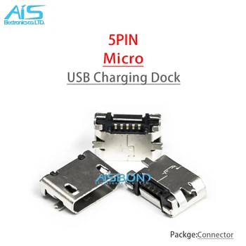 50Pcs/Daug Micro USB 5pin lizdas SMD Pin SMD Duomenys uoste, Įkrovimo Dokas uosto Mini usb jungtis, nr. pusėje