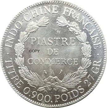 Prancūzijos Indokinijos 1898 1 Piastre Prekybos Monetos REPUBLIQUE FRANCAISE Cupronickel Sidabro Padengtą Kopijuoti Monetas