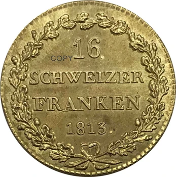 1813 Šveicarijoje 16 Franken Aukso Žalvario Monetos Kolekcionieriams Kopijuoti Monetos