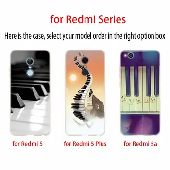 Fortepijono klavišus Spausdinimo Piešimo Silikono Aiškiai Xiaomi Redmi Pastaba 10 9 8 7 6 5 Pro Max 9T 8T 9S 10S Fundas Atgal