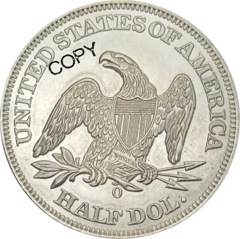 Jungtinės Amerikos Valstijos Laisvės Sėdi Pusė Dolerių Nr. Šūkis Virš Erelio 1857 O Žalvario, Padengta Sidabro Monetos Kopija