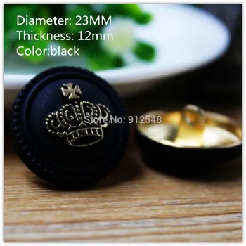15418173,10 vnt,23 mm Black&gold Classic mados Karūna, metaliniai mygtukai, 