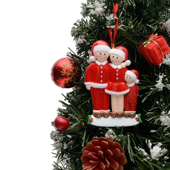 Nemokamai Personalizavimas - Raudona Pajama Šeimos 3 Asmeniniams Kalėdų Eglutės Ornamentu Dekoravimui Kalėdų, Kūrybos Dovana