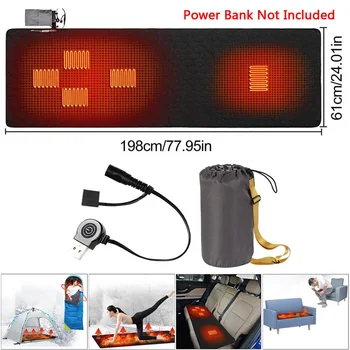 USB Elektros Šildymo miegmaišį Linijinės Ultralight Nešiojamų Lauko Kempingas 5 Zonų Veidrodėliai miegmaišį Įdėklas su Saugojimo Krepšys