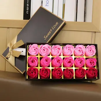 18Pcs/Box Muilas Rožė Gėlių Elegantiškas, Subtilus Tekstūros Gražus ieškote Gėlių Kvapus, Vonios Muilas, Rožių Dovanų Dėžutė Valentino Dieną