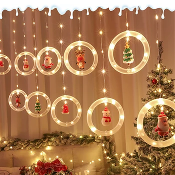 Kalėdinė dekoracija žibintų pakabukas Kalėdų pušų spyglių priedai žiedas žibintai string usb Kalėdų žiburiai string lėlės kamuolys