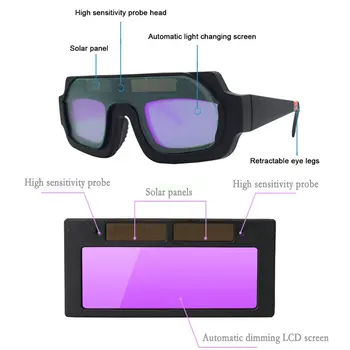 Saulės energijos automatinis įkrovimas linijiniai argono lankinio suvirinimo suvirinimo paviršius elektrinis suvirinimo akiniai radiacinės saugos