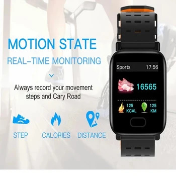 A6 Smart Žiūrėti Vandeniui Bluetooth Kraujo Spaudimas Fitness Tracker Širdies ritmo Monitorius Sporto Smartwatch 