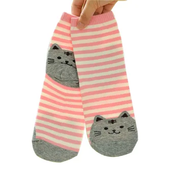 6Pair/Daug maišytų spalvų Mados moteris rudens ir žiemos kojinių Cute kačių medvilnės kojinės, Didmeninės kainos Pasaulio Lašas laivybos