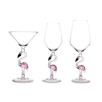 2vnt/Komplektas Kūrybos Flamingo Kamieninių Raudonojo Vyno Taurės Bordo Kokteilių Taurę Šampano Goblet Šalies Baras Drinkware Vestuvių Dovanos