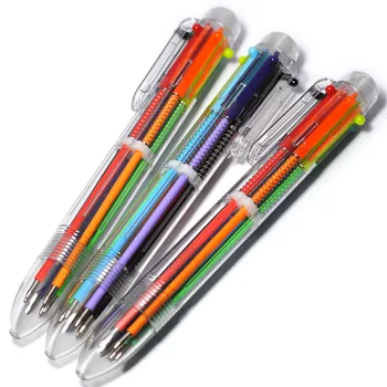 1Pcs Plastikiniai Rašikliai su Įvairių spalvų Modelius, 6 in 1 Multi-colored Tušinukas Stumti Tipo Pen Kanceliarinės prekės Mokykla, Biuro Įrankiai