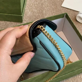 Naujas Juostele mados dizaineris vieno peties įstrižainės span Marmont maišelis mažas kvadratas maišelį meilės maišas GG Mini grandinės krepšys