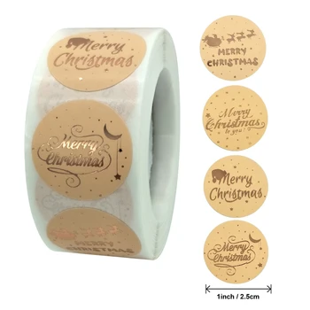 Rose Aukso Linksmų Kalėdų Lipdukai užrašų knygelė 1inch 100-500pcs Sandarinimo Etiketės, Lipdukai Šalis 