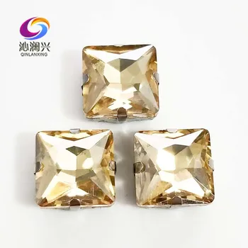 Aukso čempionas aukščiausios kokybės Stiklo Kristalų siūti ant akmenų,kvadrato formos letena kalnų krištolas su skylėmis, 