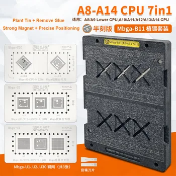 Amaoe 7 in 1 BGA Reballing Platforma A14 A13 A12 A11 A10 A9 A8 CPU Alavo Sodinimo IC Klijai Pašalinti Padėties nustatymo Plokštė Su Trafaretas