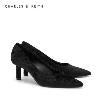 CHARLES＆KEITH Naują Atvykimo Žiemos 2021 CK1-60280318 Ponios klasikinis nurodė aukšto kulno batai