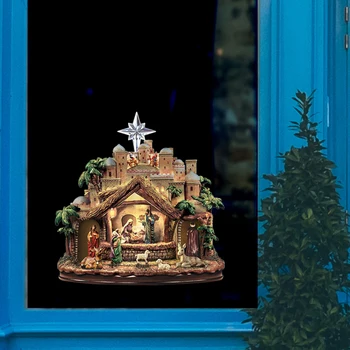 Jėzaus Istorija Kalėdų Dieną Sienų Lipdukai Kalėdų Eglutė Sukasi Skulptūra Traukinio Dekoracijos Pasta Langą Įklijuoti Lipdukus Ornamentu