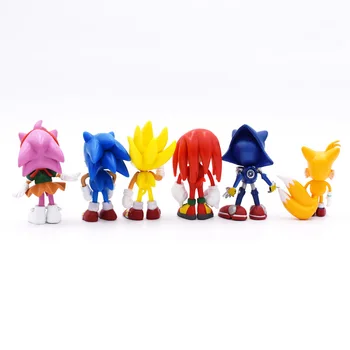 Rinkinį Mini Mielas 6pcs Sonic PVC Pobūdžio Žaislas Ežys Šešėlis Uodega pav modelis lėlės Vaikų Gyvūnų Žaislas gimtadienio dovana 6-7cm