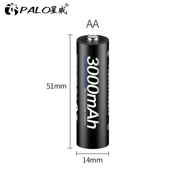 PALO AA Įkraunamos Baterijos AA 3000mah Baterijos su LCD Baterijos Kroviklis 1,2 V NIMH AAA/AA C D Tipo Įkraunamos Baterijos