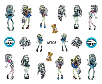 1 Lapas Nagų MT05 Monster High Mėlyna Frankie Stein Animacinių filmų Kaukolė Nagų Dailės Vandens Perdavimo Lipdukas Lipdukas Lipdukas Nagų