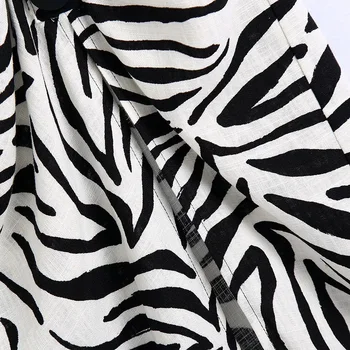 Xikom 2021 Naujas Vasaros Moterų Zebra Modelis Derliaus Atsitiktinis Raukšlės Sijonas Moterų Mados Padalinta Slim Streetwear Aukštis Juosmens Midi Skist