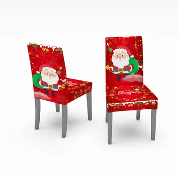 Kalėdų Kėdė Padengti Spausdinti Santa Claus Modelis Elastinga Ruožas Valgomojo Kėdės Slipcover Nuimamas Virtuvės Sėdynės Padengti 4/6 vnt