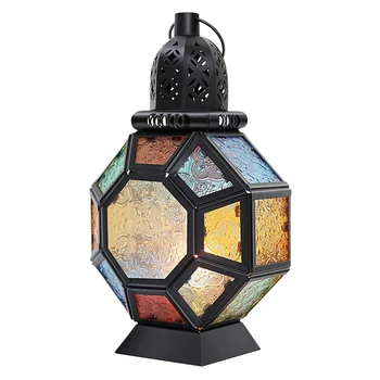 Retro Geležies Candle Lantern,Nešiojamų Maroko Vitražas Žvakių Laikiklis Kabo Lempa Arklių Šviesos Vėjo Žibinto,Namų Dekoro