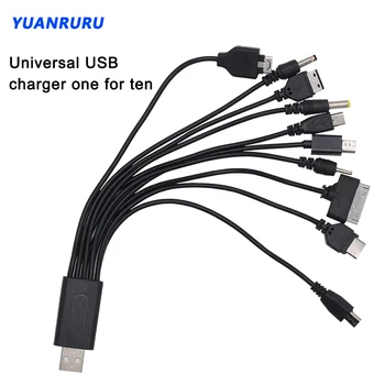 USB Laidas 10 in 1 Universalus Nešiojamas USB Duomenų Kabelį, Skirtą Mobilųjį Telefoną Greito Įkrovimo Mobilųjį Telefoną Vienas Vilkite 10 USB Įkrovimo Kabelis