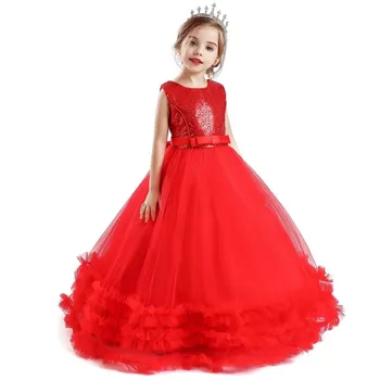 Naujųjų Metų Paauglių Mergaičių, Raudonos Suknelės Vaikams Kalėdų Vakarą Suknelė Gėlių Mergaičių Princesė Vestuvių Suknelė Vaikas Oficialią Šalies Suknelė