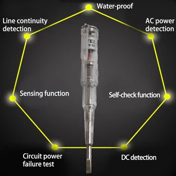 70-250V Vandens nepraleidžiantis Elektros matavimo Pen Reaguoja Elektros Testeris Pen Zondas Šviesos Įtampos Testeris Su Indikatoriaus lempute