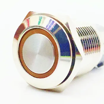 19mm Metalo Mygtukas Latching trumpalaikis atsparumas Vandeniui LED šviesos Jungiklis nėra simbolio plokščia galva Mėlyna Žalia Geltona Balta Mygtuką perjungti