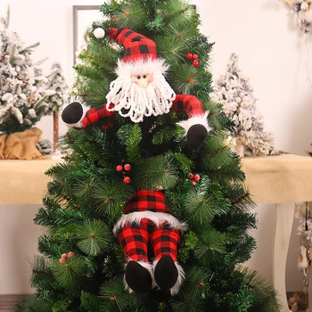 Kalėdų Eglutė Lėlės Mielas Sniego Santa Claus Apkabinimai Medžio Šventinę Atmosferą Dekoracija Namuose Naujųjų Metų 2022 Pakabukas Dekoras